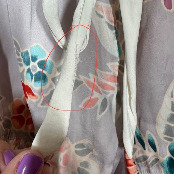 Josie Natori Lotus Bouquet Floral Pajama Set Medium Long Sleeve Shorts Ruffle - Picture 10 of 10